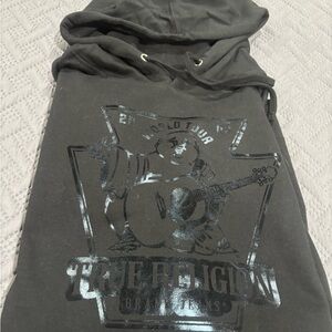 True Religion Black Hoodie with shiny Black Graphic